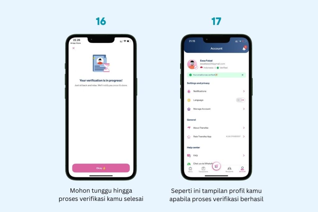 verifikasi berhasil